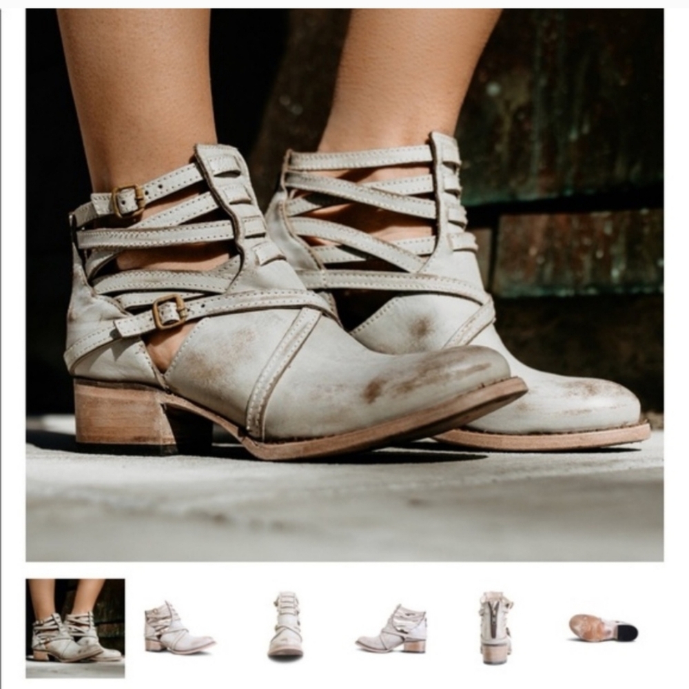 Freebird Stair In Ice Ankle Boots with Distressed Look